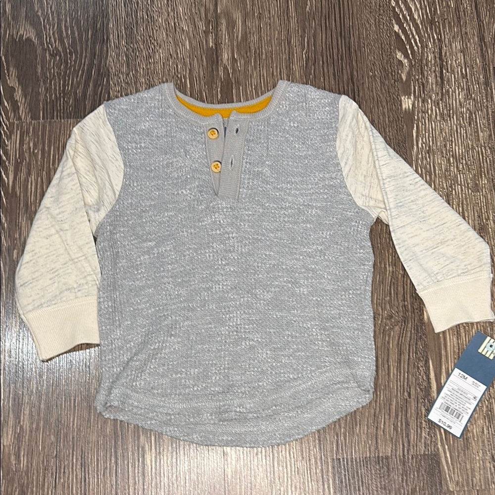 Gray and Cream Kids Henley Shirt size 12 months